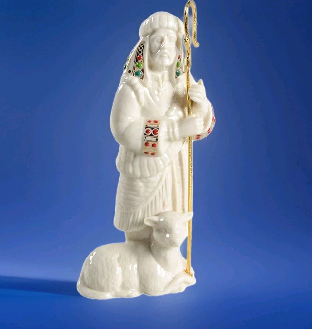 LENOX China JEWELS Nativity Shepherd With Staff USA Vtg
